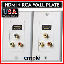 White HDMI Wall Plate AV 3 RCA Wall Plate Component Composite RGB 4K HDTV DVD PC picture
