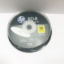 hp Bluray BD-R 25GB Single Layer 1-6x Speed Inkjet Printable Sealed Spindle 10ct picture