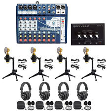 Soundcraft 4-Person Podcast Podcasting Recording Kit w/Mics+Headphones+Tripods picture