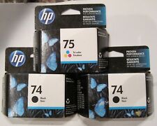 HP Ink Cartridges Mixed Lot 2 Pc #74 BW+ 1 Pc Tri-Color - Old Stock - Sealed picture