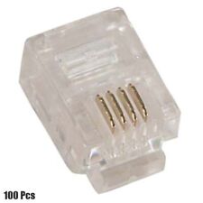 100 Pcs RJ11 6P4C Telephone Phone Modular Plug Connector Round Solid Cable picture