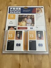 HP Genuine Inkjet Cartridges Black 15 Lot of 2 Sealed Expired Fun Book Included picture