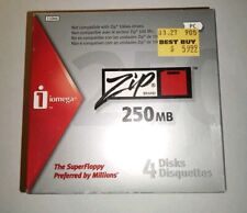 Iomega 250MB Zip Disks 4 Pack PC Formatted SEALED PACK OF 4 NEW picture