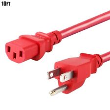 10FT Power Cord Cable Extension NEMA 5-15P to IEC 60320 C13 18AWG 3-Prong Red picture
