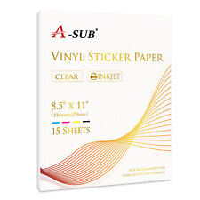 A-SUB Clear Sticker Paper Waterproof for Inkjet Printable Vinyl Sheets 8.5x11 picture