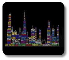 Mouse Pad Chicago City Words Graphic Shape Cubs Bears 1/8in or 1/4in Thick picture
