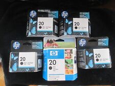 LOT of 5 Orig. HP 20 Black Ink Printer Cartridges / 4 EXP 2012-2013 & 1 EXP 2008 picture