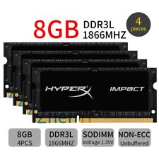 Kingston HyperX Impact 32GB 4x 8GB DDR3L 1866MHz PC3L-14900S 1.35V Laptop Memory picture