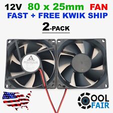 Gdstime 80mm 8025 12v DC Cooling Fan Computer Case 2-Pin 80mmx80mmx25mm 2-Pack picture