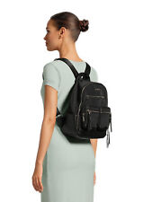 Black Women's Lady Mini Backpack with Pouch Adjustable Straps 7 x 13 x 17 Inch picture