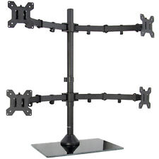 VIVO Quad Monitor Desk Stand Mount Freestanding Glass Base | 4 Screens up to 27