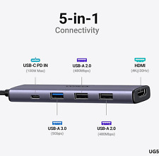 UGREEN Revodok 105 USB C Hub 5 in 1 Multiport Adapter 4K HDMI, 100W Open Box picture