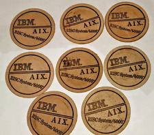 Vintage IBM RISC System 6000 AIX Leather  Coaster Rare Collectible Set of 8 picture