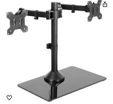 VIVO Dual Monitor Adjustable Mount w/ Glass Base Stand for 2 Screens up to 32
