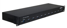 SEDNA - 19 Inch 1U Rack Mount 10 Port USB 3.2 Gen II Hub (10Gbps) with 5V 10A AC picture