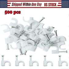 500-Pack Round Cable Wire Clips for Wall, White, 8mm  Assortment Cable Holder picture