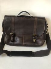 Samsonite dark brown leather laptop bag one top handle one adjustable strap  picture
