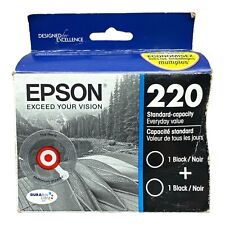 Genuine Epson 220 Black Ink Cartridges 2PK Standard Capacity Exp 06/2018 Sealed picture