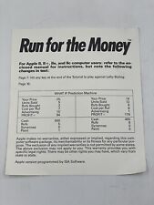 Run For The Money (Apple II, lle) - Instructions Card Only - Vintage Computing picture