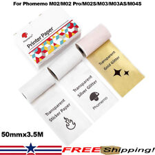 3 Rolls Phomemo 50mm Adhesive Transparent Gold Thermal Paper for M02/M02Pro/M02S picture