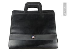 Swiss Gear Wenger Black Leather Pro-Folio Briefcase With USA Flag Pin picture