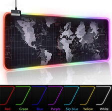 RGB LED Extra Large Soft Gaming Mouse Pad Extended Glowing World Map 31.5x12'' picture