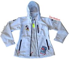 Disney Parks Helly Hansen Mickey Mouse White Womens HOODED JACKET Waterproof Med picture