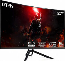 GTEK 165Hz 2K Gaming Monitor, 27 Inch Frameless QHD 1440P, Curved VA 1ms picture