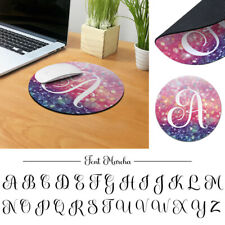 Letter Monogram Initial Gliter Gaming Circle Mousepad For Computer PC Laptop picture