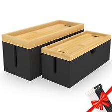 Bamboo Cable Management Box, Large Cord Organizer Box Cable Box to Hide Wires... picture