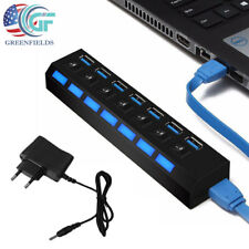 7 Ports USB 3.0 Hub On/Off Switch High Speed Splitter AC Adapter Cable PC Laptop picture