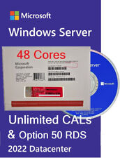 Microsoft Windows server 2022 datacenter 48 Core Unlimited Cals & Option 50 RDS picture