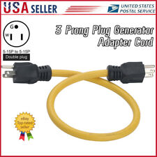 3 Prong Plug to Plug 125V 12AWG Generator Adapter Cord NEMA 5-15P to 5-15P NEW picture