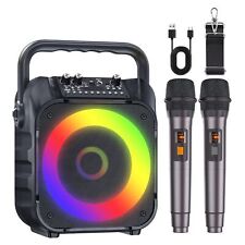 Karaoke Machine with Two Wireless Microphones Portable Karaoke Machine for Ad... picture