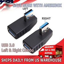 USB 3.0 Right + Left Angle Connector Type-A Male to Female 90 Degree Adapter picture