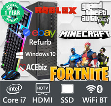 Gaming PC HDMI SSD i7 WiFi BT Desktop Computer Fortnite Roblox Minecraft Sims picture