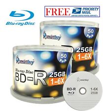 100 Pcs SmartBuy Blank BD-R BDR 6X 25GB Logo Top Blu-ray Recordable Media Disc picture