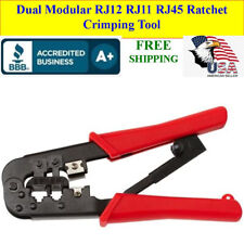 Dual Modular RJ12 RJ11 RJ45 Ratchet Crimping Tool Builtin Cable Stripper, Cutter picture