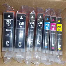 EZ Ink Cartridges for Canon 251XL Black Cyan Magenta Yellow 7 Sealed picture