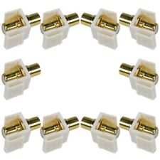 10 Pcs RCA Keystone Jack Coupler Insert Snap In Gold Plated White Center White picture