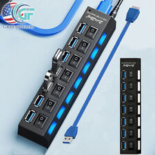 7 Port USB 3.0 Hub High Speed Splitter Extender Adapter On/Off Switch PC Laptop picture