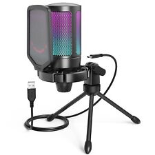Gaming USB Microphone for PC PS5, Condenser Mic with Quick Mute, RGB Indicator picture