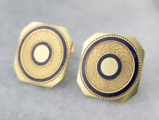 Blue Enamel Gold Geometric Stud Earrings picture