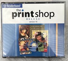 2002 Printshop Deluxe Version 15 Broderbund CD rom PC 4 Disc set edit software picture