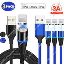 3Pack 3A Magnetic USB Cable 3Ft 6Ft Fast Charger For iPhone 14 13 12 11 8 6 Plus picture