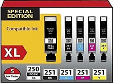 PGI250 XL & CLI251 Compatible Combo Pack Printer Ink Cartridges 5 Pack NEW S35 picture