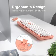 Wireless Keyboard and Mouse Combo - GEEZER Orange-White Full-Sized Colorful Keyb picture