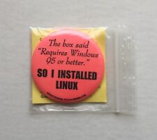*Unused* Vintage 1990's Linux Button (makes fun of Windows) picture