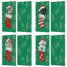 ANIMAL CLUB INTERNATIONAL CHRISTMAS SOCKS LEATHER BOOK CASE FOR AMAZON FIRE picture