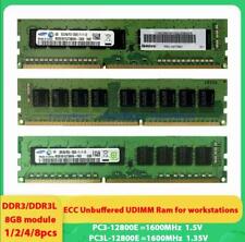 DDR3/3L 1600 8 GB ECC Unbuffered UDIMM PC3-12800E Memory lot for HP workstations picture